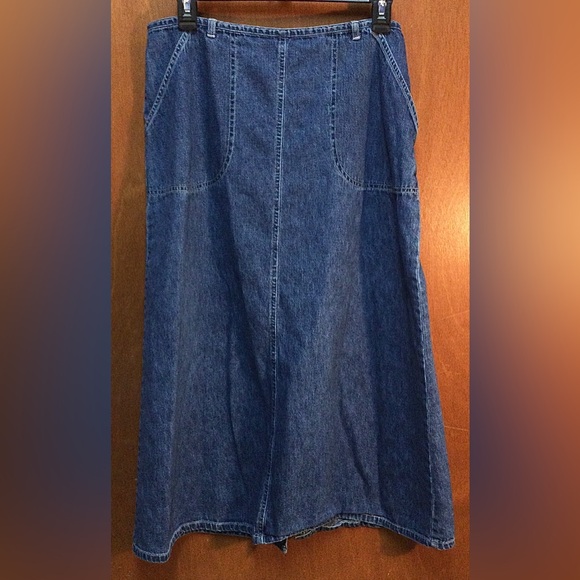 Denim Skirt Midi (31.5” Long) Boho Modest Cotton Back Slit 31” Waist w/2 Pockets - Picture 1 of 4